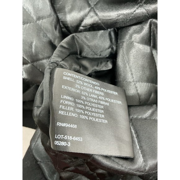 Womans Jones NY Quilted Pea Coat XXL Black Button Up Mid Length - Picture 5 of 9